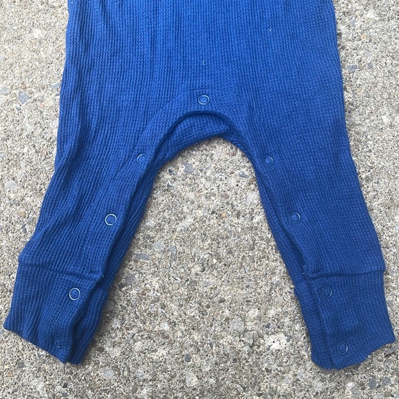 Posh Peanut Navy Blue Button Ribbed Long Sleeve Romper - Picture 5 of 6